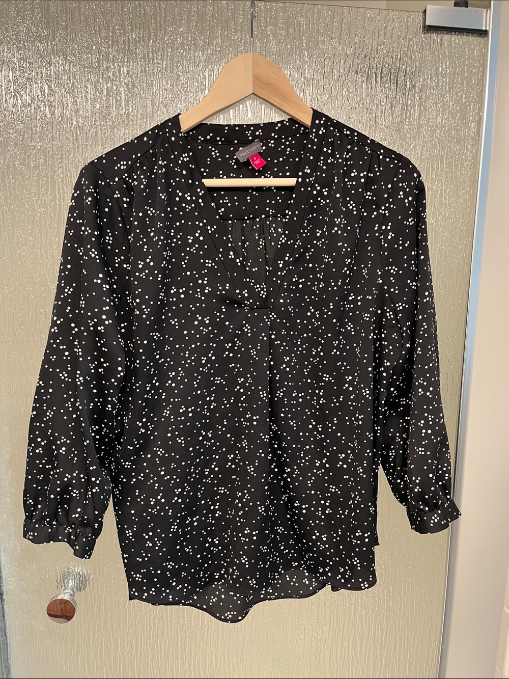 Vince Camuto black and white dotted blouse